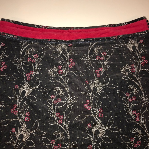 White stuff corduroy skirt a-line Floral gray 16 - Picture 2 of 3